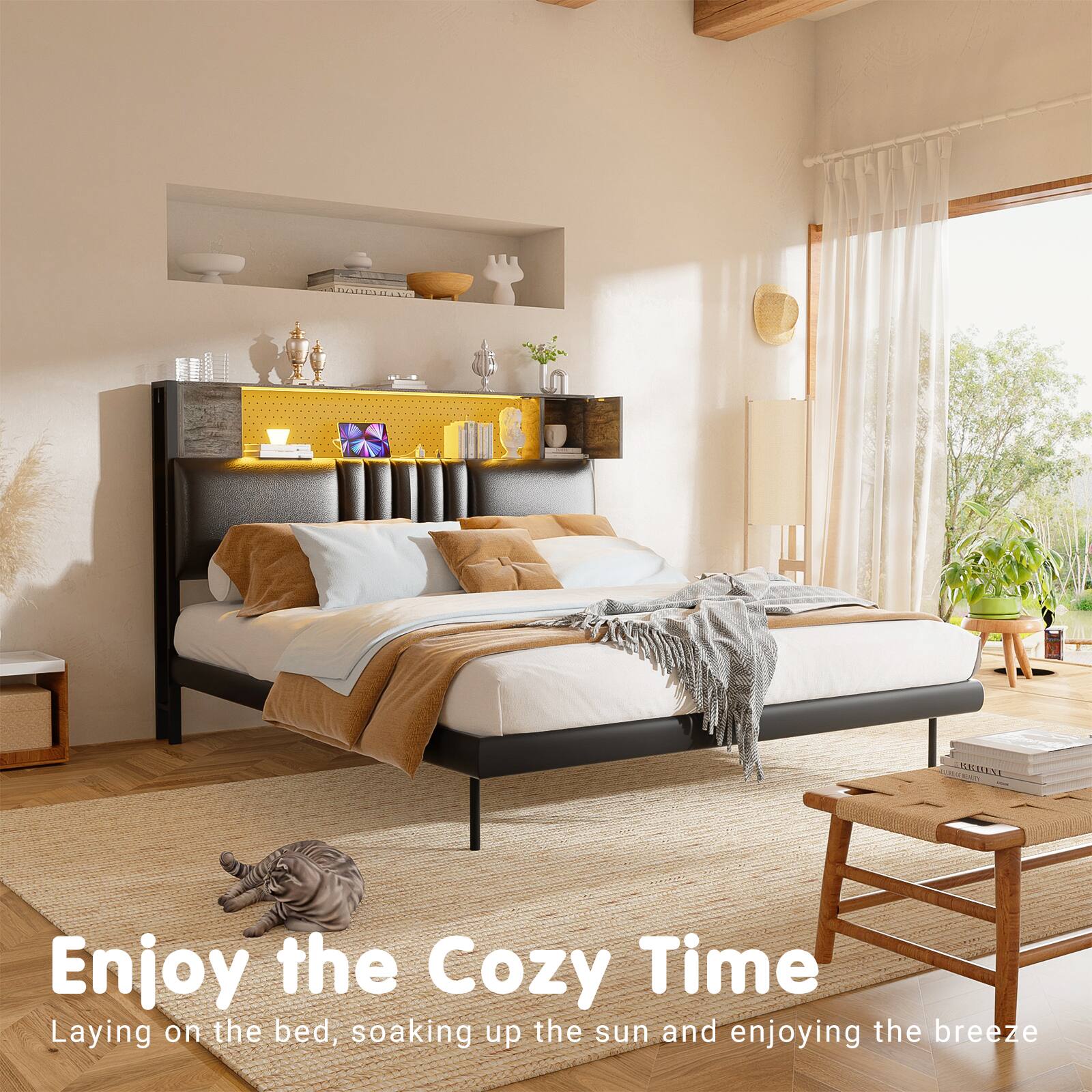 Enjoy the Cozy Time  
Laying on the bed, soaking up the sun and enjoying the breeze