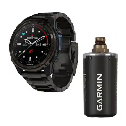The text on the image can be grouped and corrected as follows:
- **Watch Display:**
- "20 24 NO-FI TIME ALT ZI 04 DESCENT 3i 18 16 SI 15:02 14 GARMIN 01 10 90 08 DEG"
- **Watch Brand:**
- "GARMIN"
- **Watch Model:**
- "DESCENT MK3"
- **Additional Item:**
- "GARMIN PURWAVE"