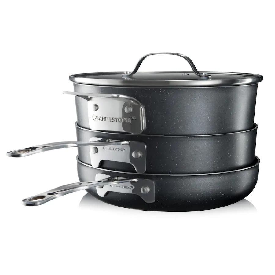Shop Stack Master Cookware Granitestone Stackmaster 5 Piece Space Saving Nonstick Cookware Set ...