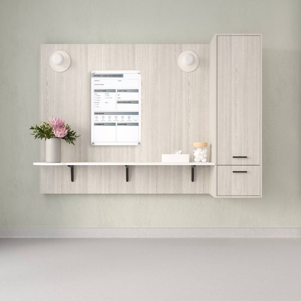 Back. Ghent - Ghent Graphics Slide Changeable Glassboard with Standoffs, Non-Magnetic, Patient Room Graphic, Vertical, 36"H x 24"W - Clear.