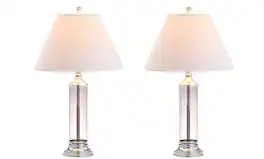 Jonathan Y - Astor 29" Glass LED Table Lamp, (Set of 2) - Smoked Gray