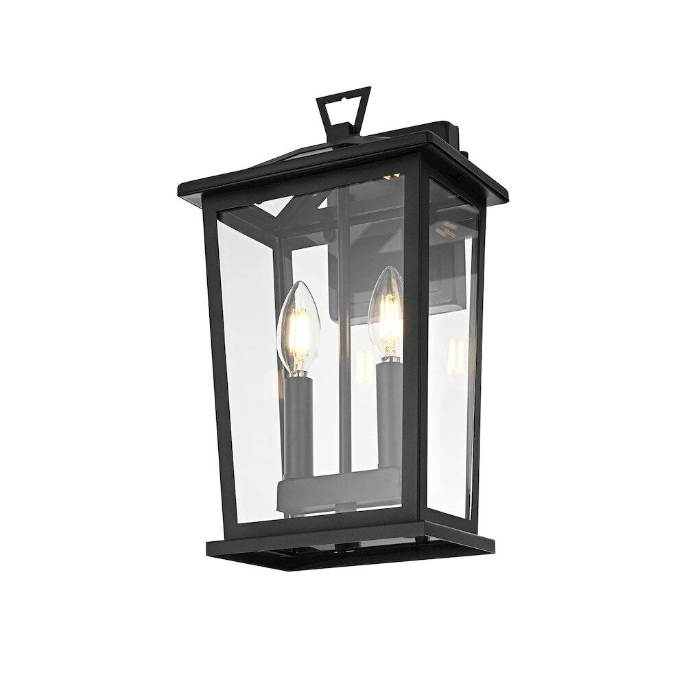 Left. Elegant Lighting - Berks 7 inch Outdoor Pendant in Black - Black.