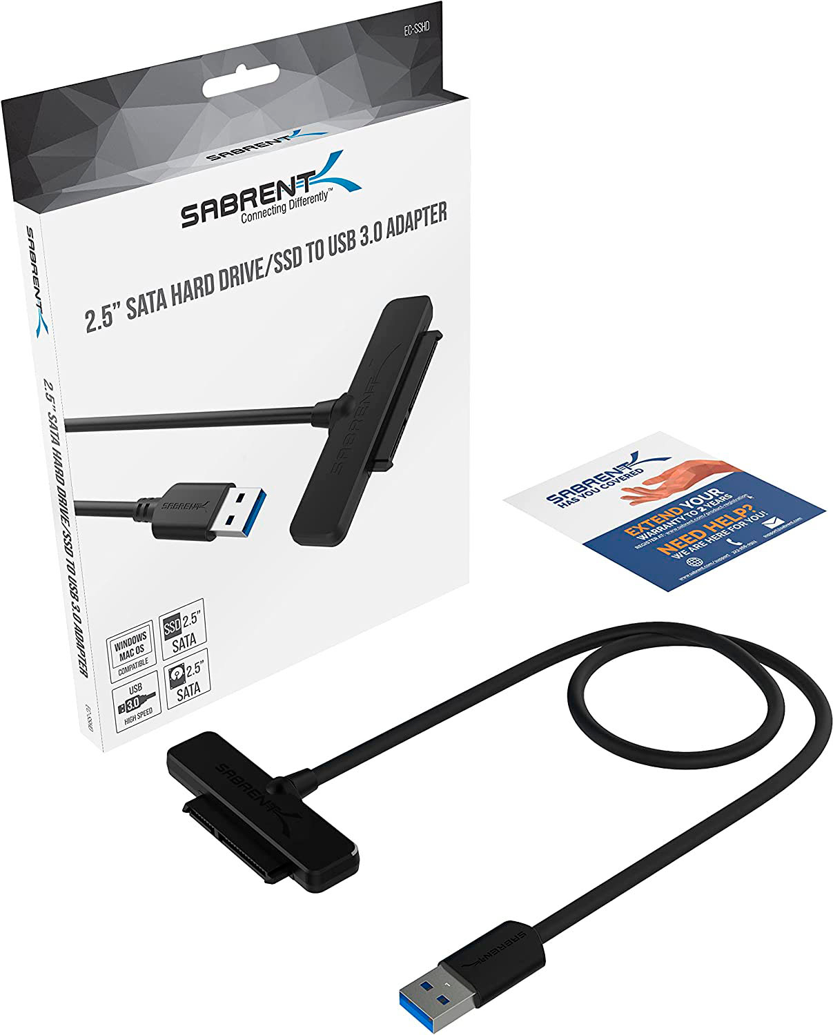 Sabrent SATA to USB Adapter for 2.5” SATA Drives Black EC-SSHD