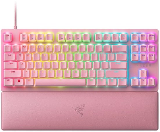 Razer Huntsman Mini 60% Gaming Keyboard + PBT Keycap + Coiled Cable Upgrade  Set Bundle: Mercury White/Clicky Optical - Quartz Pink