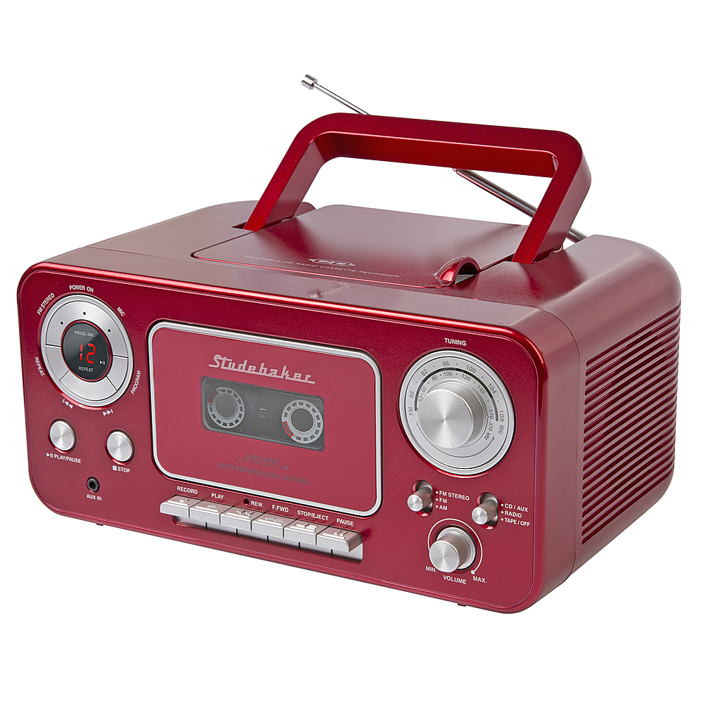 Angle View: Studebaker - CD-RW/CD-R Boombox with AM/FM Radio - Red