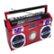 Angle. Studebaker - Bluetooth Boombox with FM Radio, CD Player, 10 watts RMS - Red.