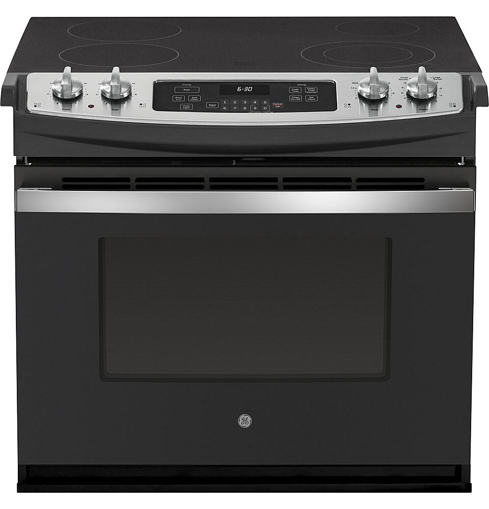 Front. GE - 4.4 Cu. Ft. Self-Cleaning Drop-In Electric Range - Stainless Steel.