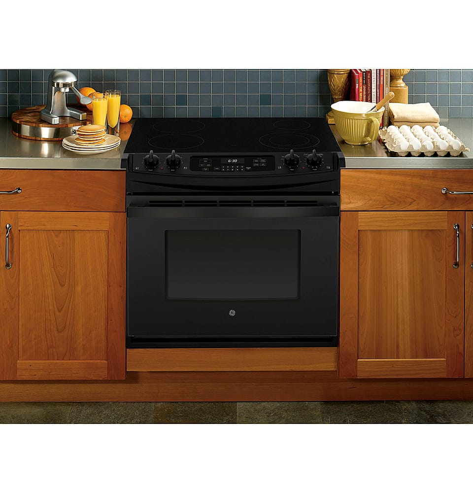 Alt View 11. GE - 4.4 Cu. Ft. Self-Cleaning Drop-In Electric Range - Black.