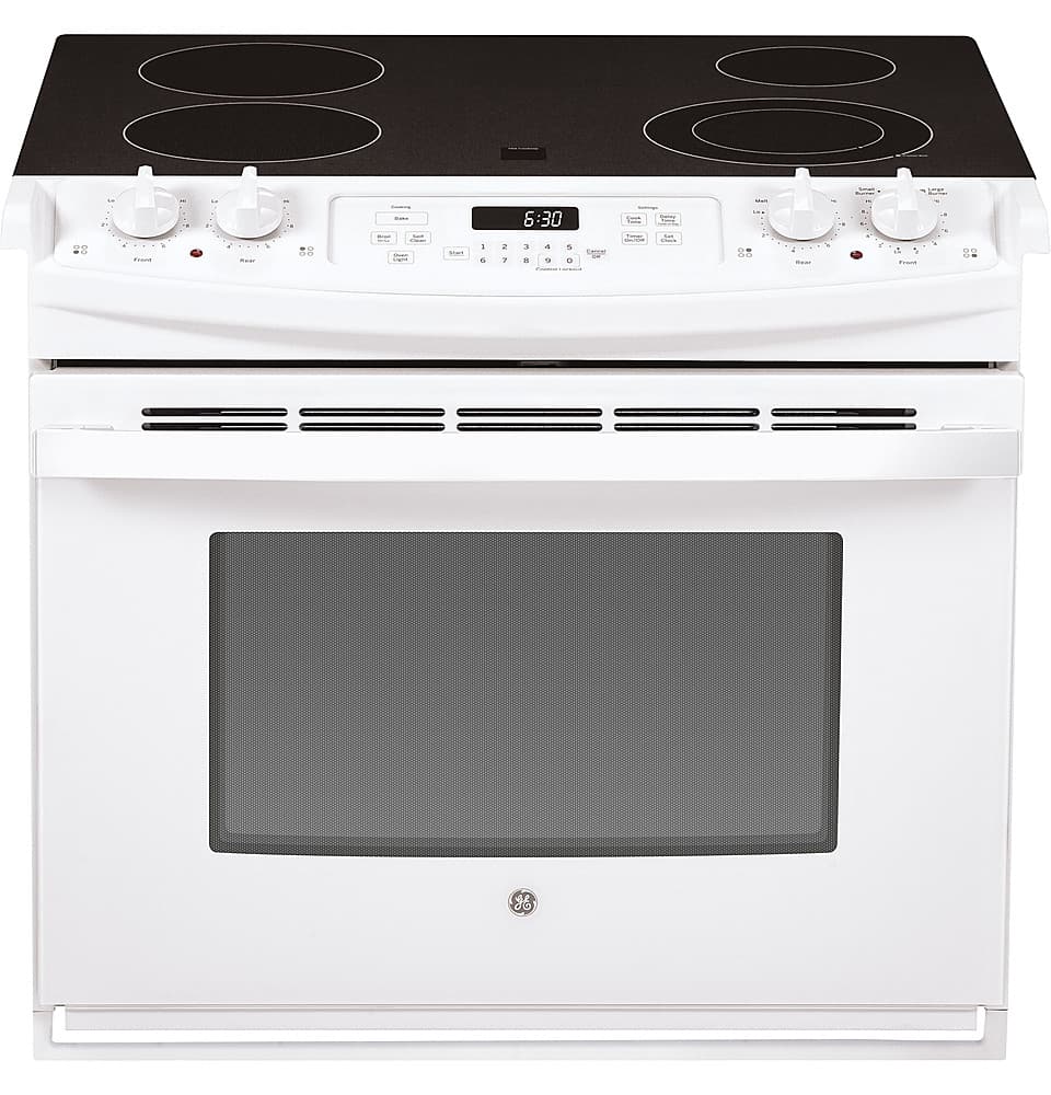 Front. GE - 4.4 Cu. Ft. Self-Cleaning Drop-In Electric Range - White.