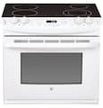 GE - 32 in. Wide 4 Elements 4.4 Cu. Ft. Self-Cleaning Drop-In Electric Range - White