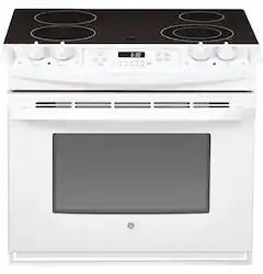 GE - 4.4 Cu. Ft. Self-Cleaning Drop-In Electric Range - White - Front_Zoom