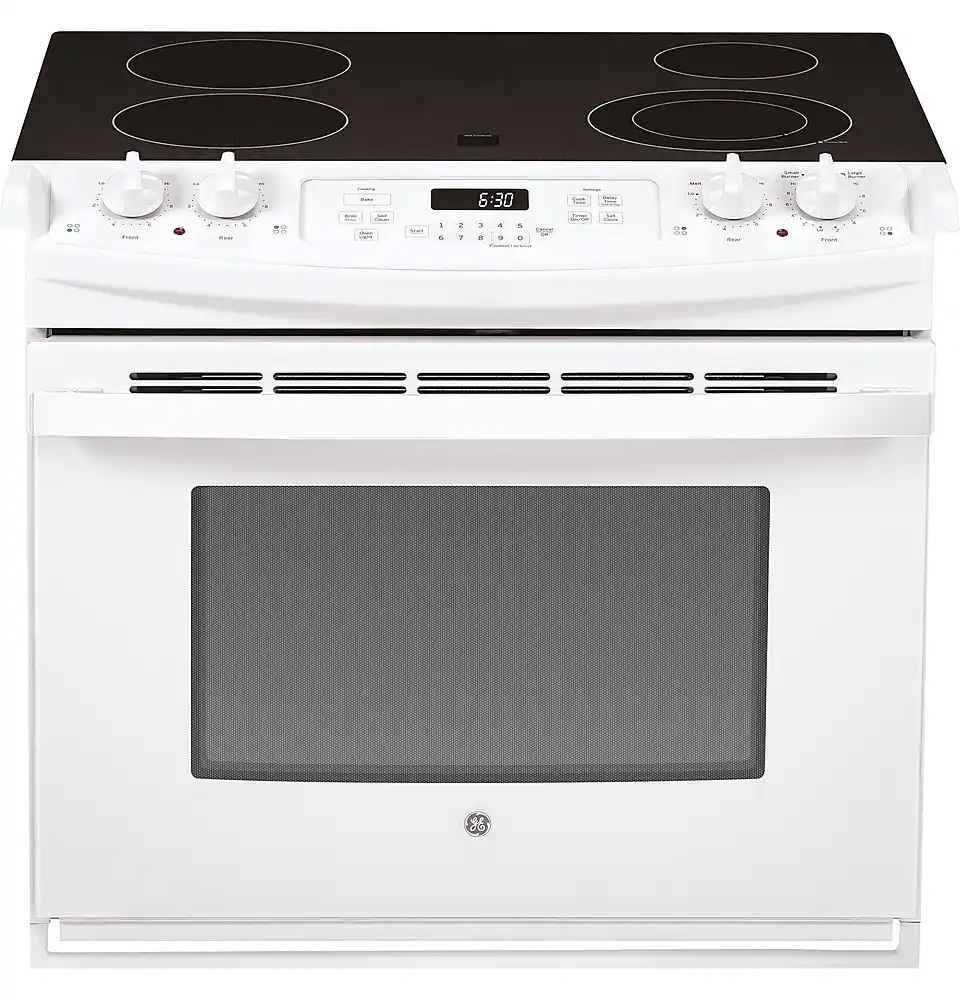 GE - 4.4 Cu. Ft. Self-Cleaning Drop-In Electric Range - White