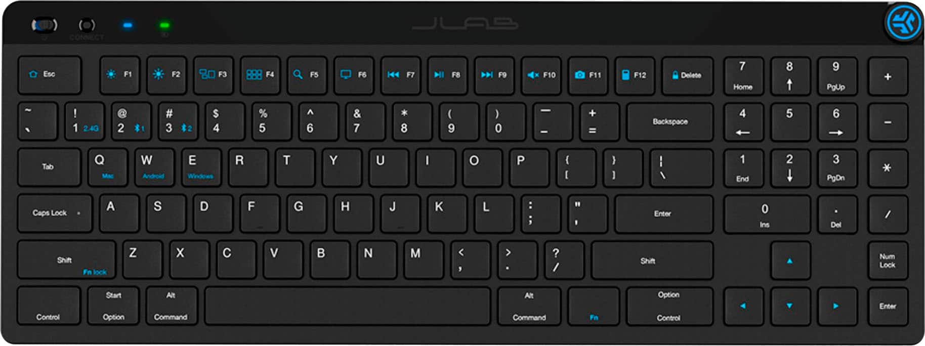 Front. JLab - JBuds Wireless Keyboard - Black.