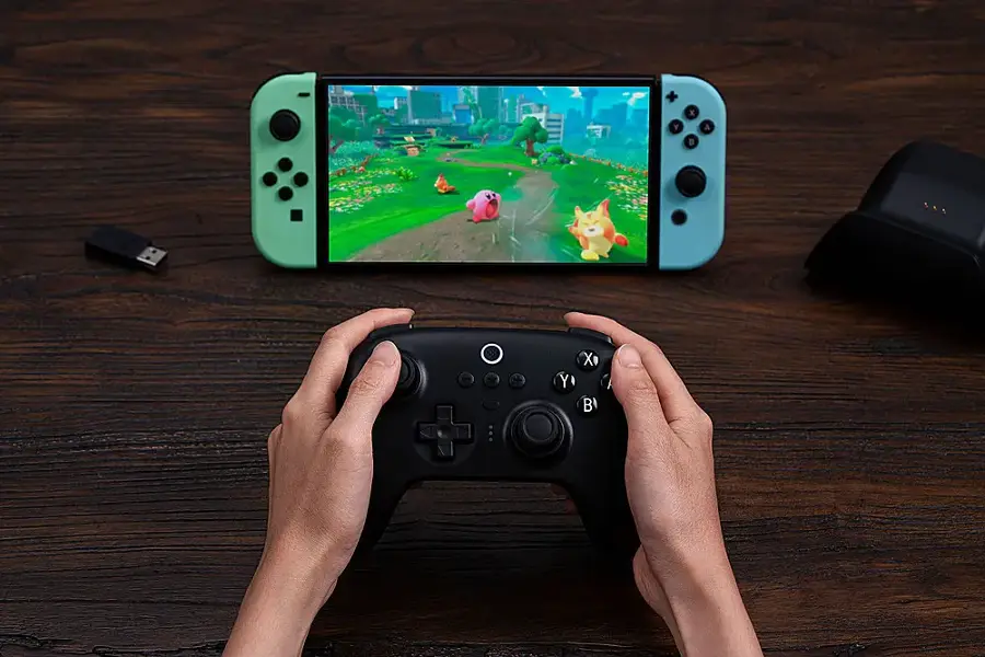 Alt View 18. 8BitDo - Ultimate Bluetooth Controller for Nintento Switch and Windows PCs with Dock - Black.