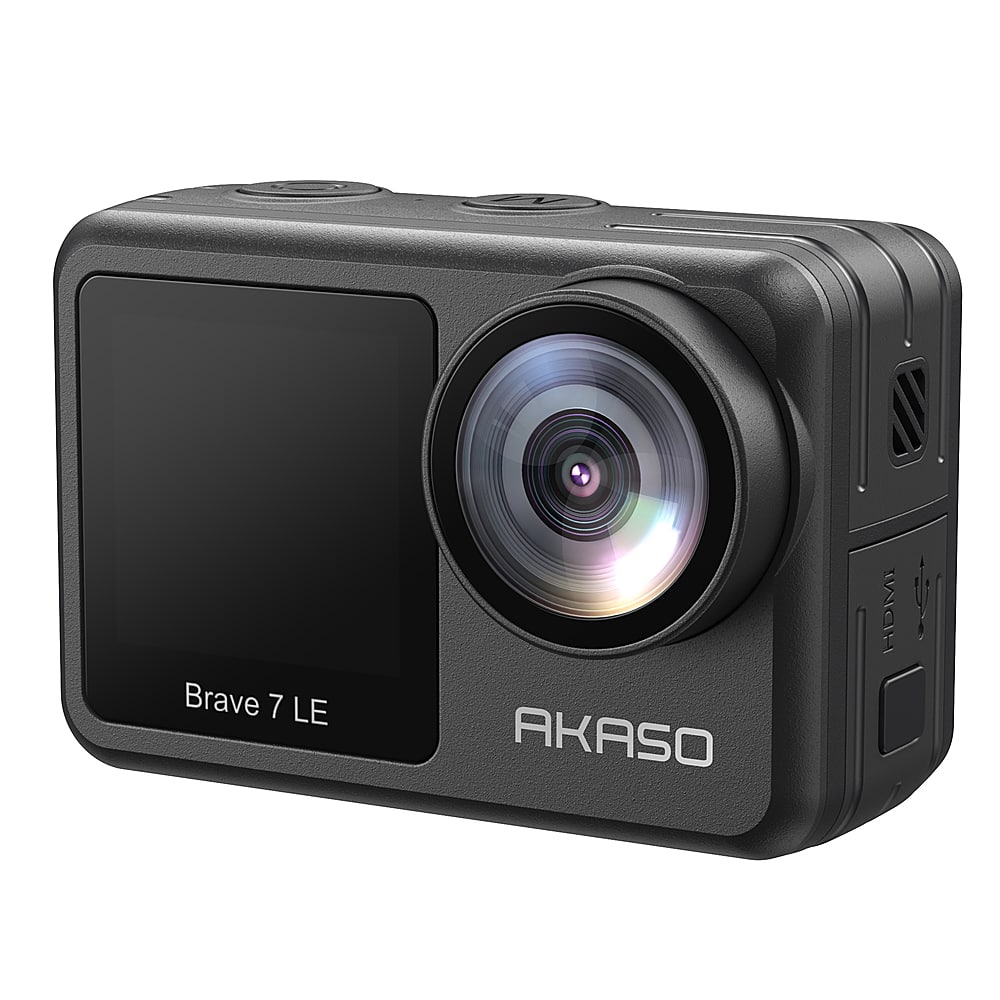 Back. AKASO - Brave 7 LE SE 4K Waterproof Action Camera with Remote - Black.