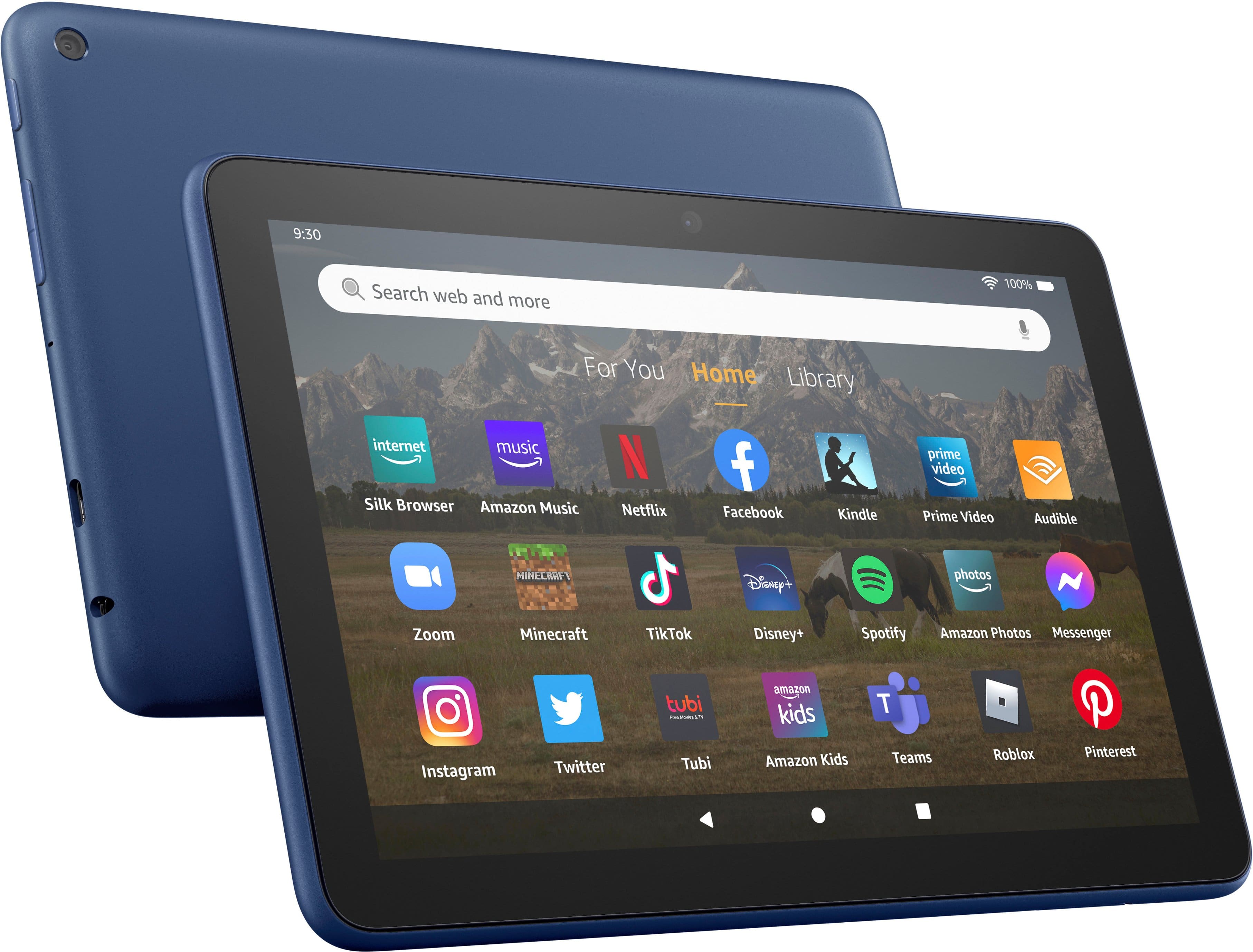 Angle. Amazon - Fire HD 8 (2022) 8" HD tablet with Wi-Fi 32 GB - Denim.