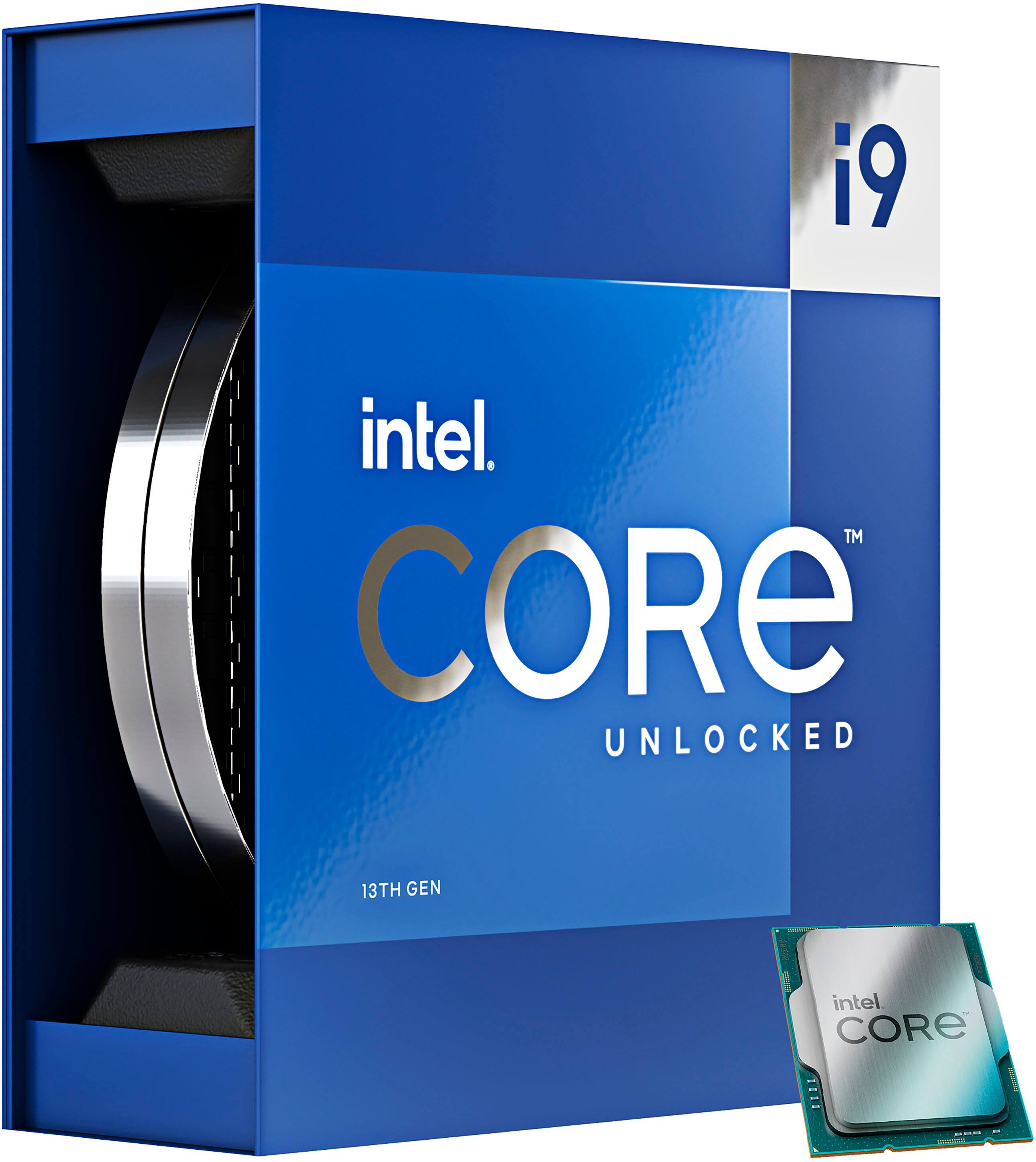 Alt View 1. Intel - Core i9-13900K 13th Gen 24 cores 8 P-cores + 16 E-cores 36M Cache, 3 to 5.8 GHz LGA1700 Unlocked Desktop Processor - Grey/Black/Gold.