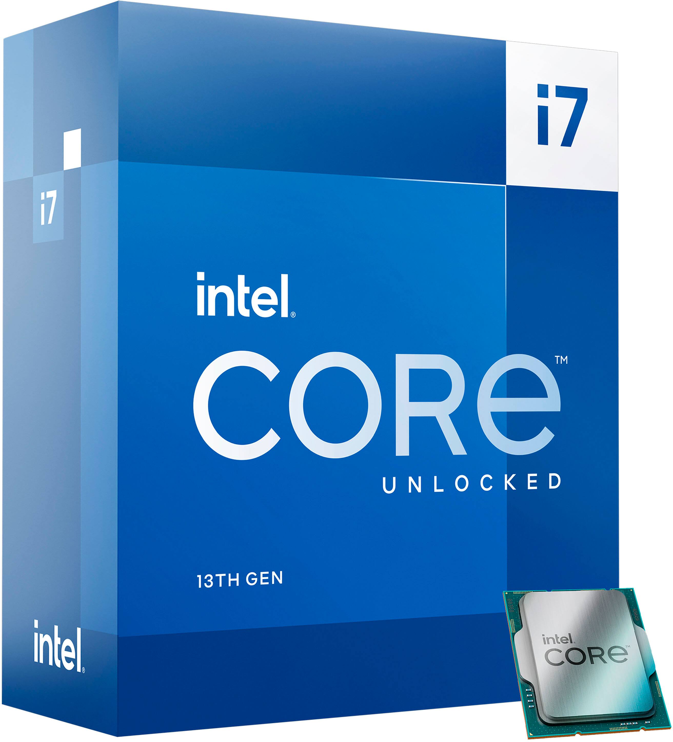 Alt View 1. Intel - Core i7-13700K 13th Gen 16 cores 8 P-cores + 8 E-cores 30M Cache, 3.4 to 5.4 GHz LGA1700 Unlocked Desktop Processor - Grey/Black/Gold.