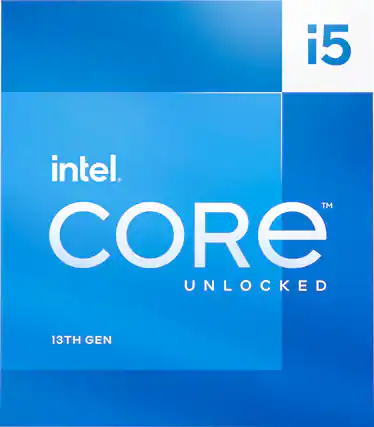 Front. Intel - Core i5-13600K 13th Gen 14 cores 6 P-cores + 8 E-cores 24M Cache, 3.5 to 5.1 GHz LGA1700 Unlocked Desktop Processor - Grey/Black/Gold.