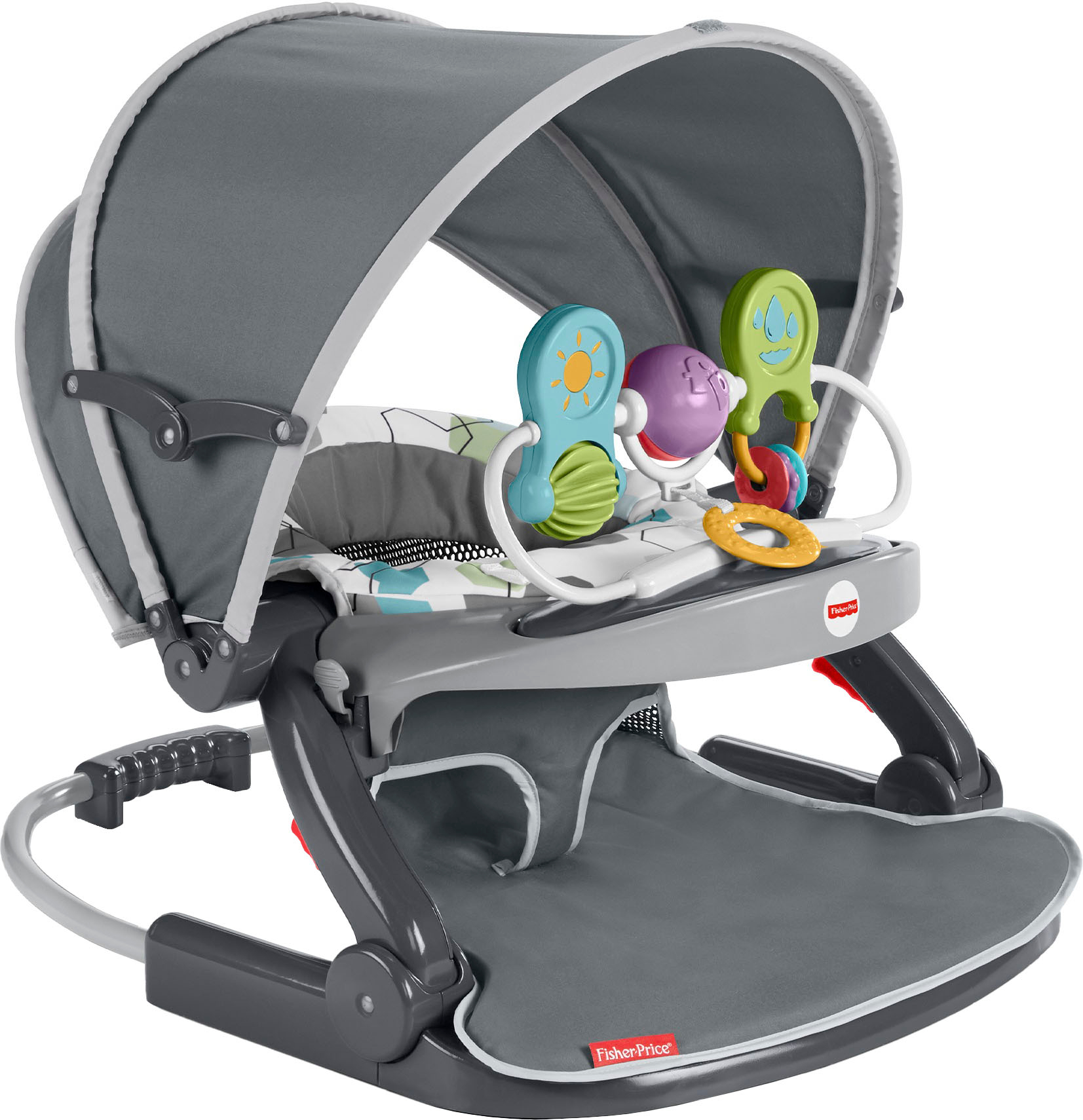 Left View: Fisher-Price - On-the-Go Sit-Me-Up Infant Floor Seat - Gray Hexagon