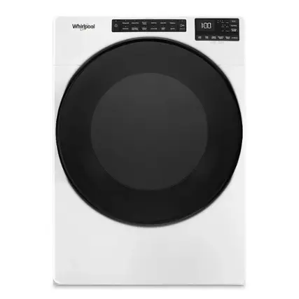 Front. Whirlpool - 7.4 Cu. Ft. Stackable Electric Dryer with Wrinkle Shield Plus Option - White.
