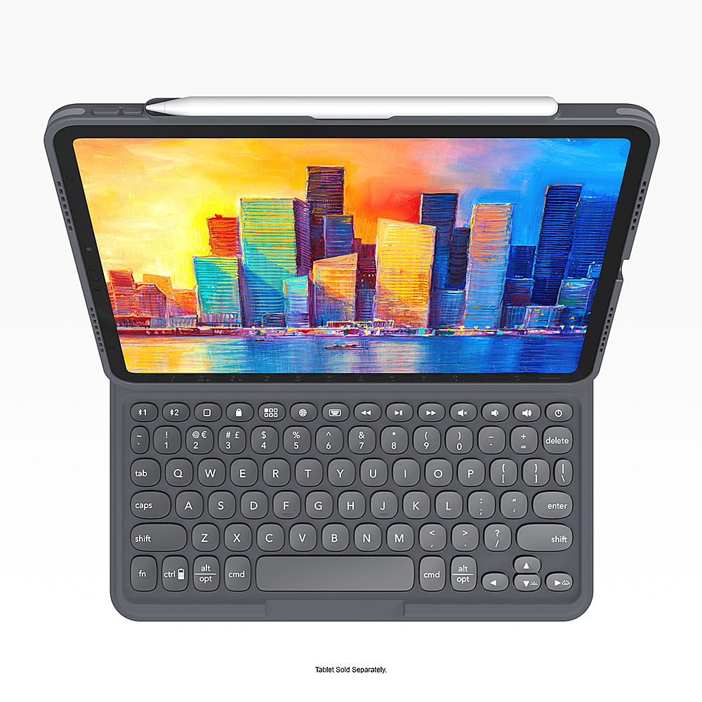 Angle. ZAGG - Pro Keys Wireless Keyboard & Detachable Case for Apple iPad 10.9" 10th Gen (2022) - Black.