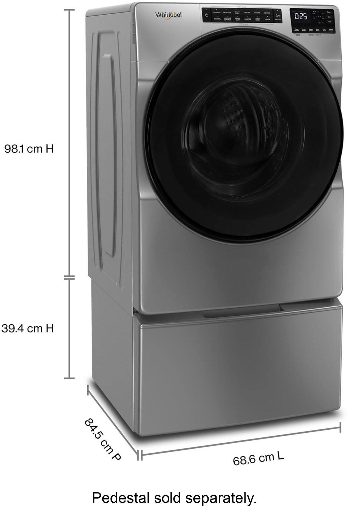 Alt View 4. Whirlpool - 5.0 Cu. Ft. High-Efficiency Stackable Front Load Washer with Tumble Fresh - Chrome Shadow.