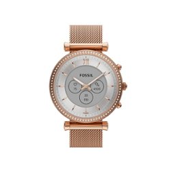 Fossil - Carlie Gen 6 Hybrid Smartwatch Rose Gold Stainless Steel Mesh - Rose Gold - Front_Zoom
