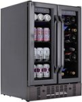 Front Zoom. NewAir - 18 Bottle and 58 Can Built-in Dual Zone Wine and Beverage Cooler with French Doors and Adjustable Shelves - Black Stainless Steel.