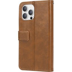 SaharaCase - Folio Wallet Case for Apple iPhone 14 Pro Max - Brown - Front_Zoom