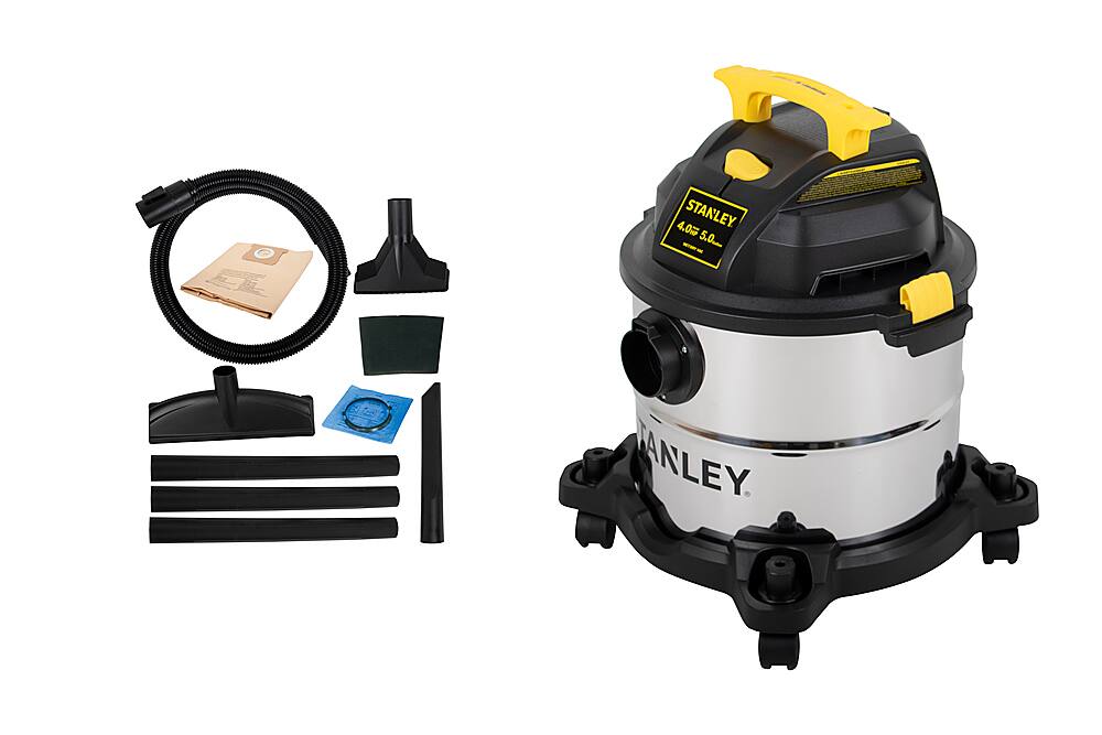 Back. Stanley - 5 Gallon Wet/Dry Vacuum - metal.