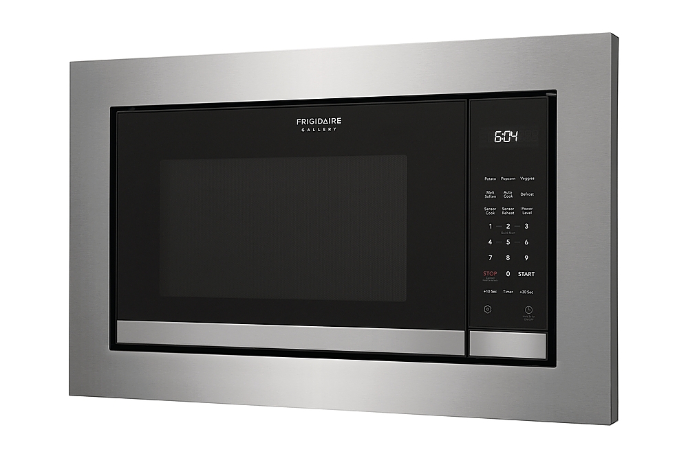 Left View: Café - 27" Microwave Trim Kit Stainless - Stainless Steel