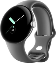 Google - Pixel Watch Silver Stainless Steel Smartwatch 41mm with Charcoal Active Band LTE - Silver/Charcoal - Front_Zoom