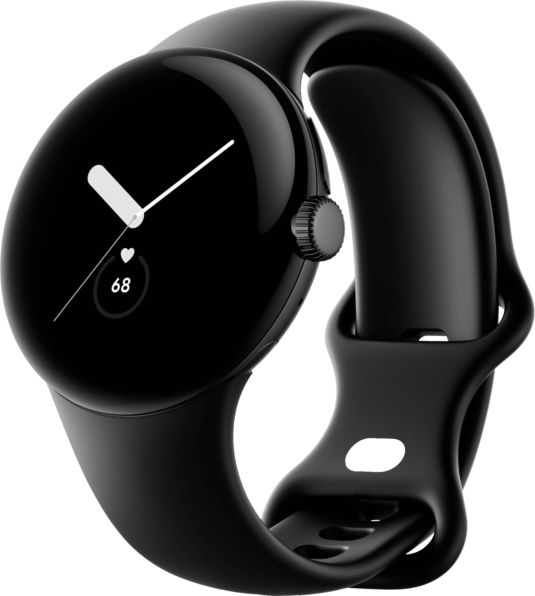 Front. Google - Pixel Watch Smartwatch 41mm with Obsidian Active Band Wifi/BT - Black Stainless Steel.