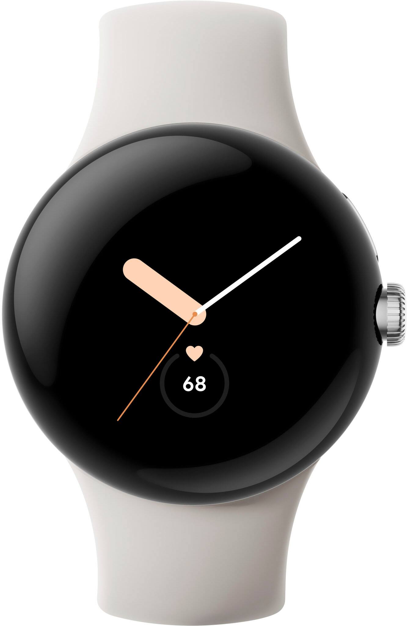 Angle. Google - Pixel Watch Silver Stainless Steel Smartwatch 41mm with Chalk Active Band Wifi/BT - Silver/Chalk.