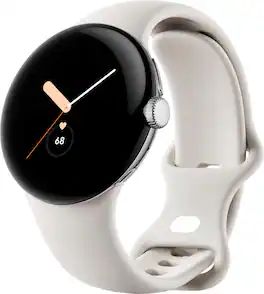 Google - Pixel Watch Silver Stainless Steel Smartwatch 41mm with Chalk Active Band Wifi/BT - Silver/Chalk - (2022)