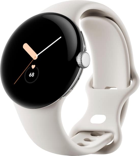 Google Pixel Watch Silver Stainless Steel Smartwatch 41mm with Chalk Active Band Wifi/BT Silver/Chalk GA03182-US - Best Buy