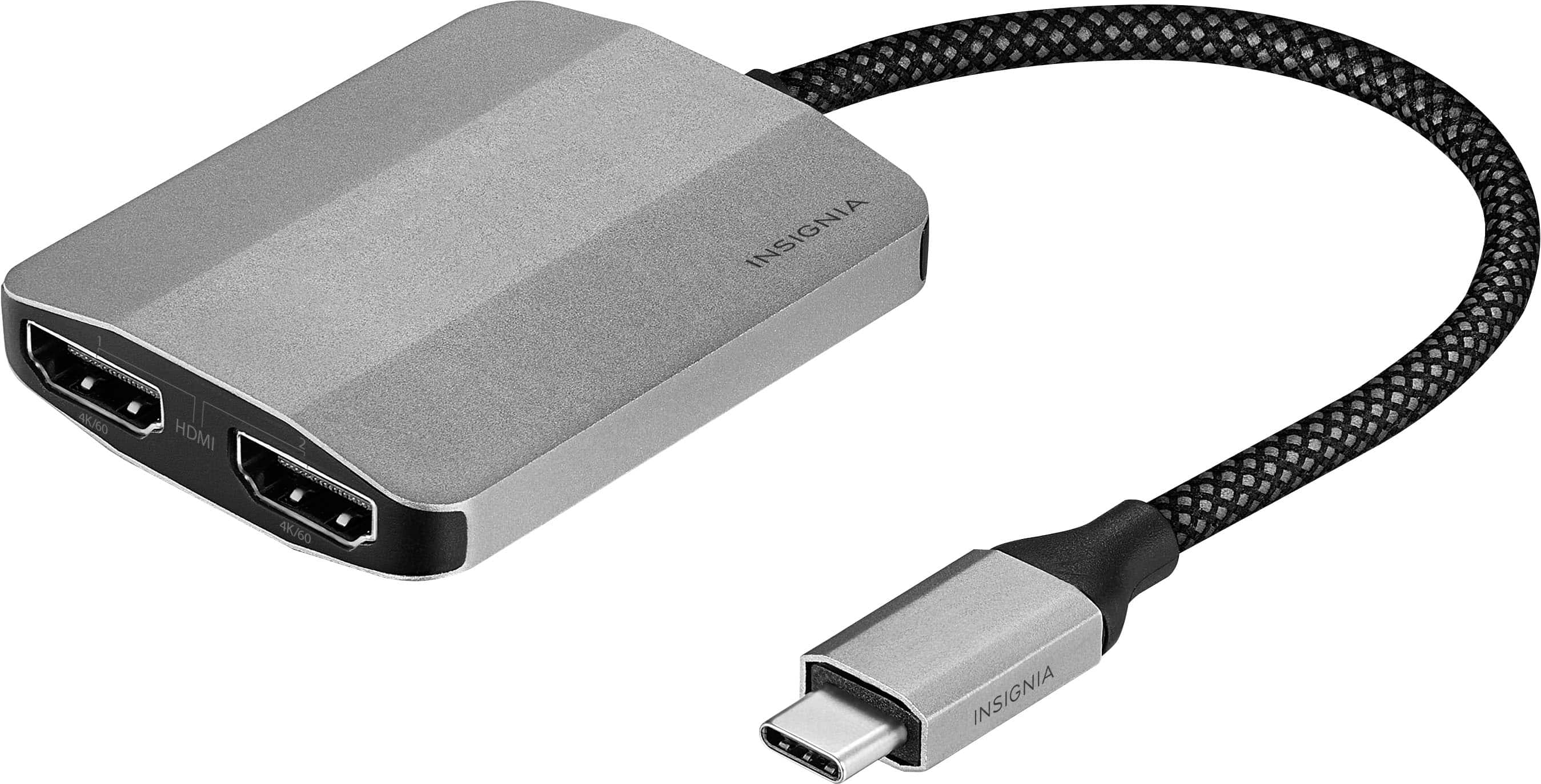 Insignia™ - USB-C to Dual 4K HDMI Adapter - Gray - Front_Zoom