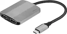 Front. Insignia™ - USB-C to Dual 4K HDMI Adapter - Gray.