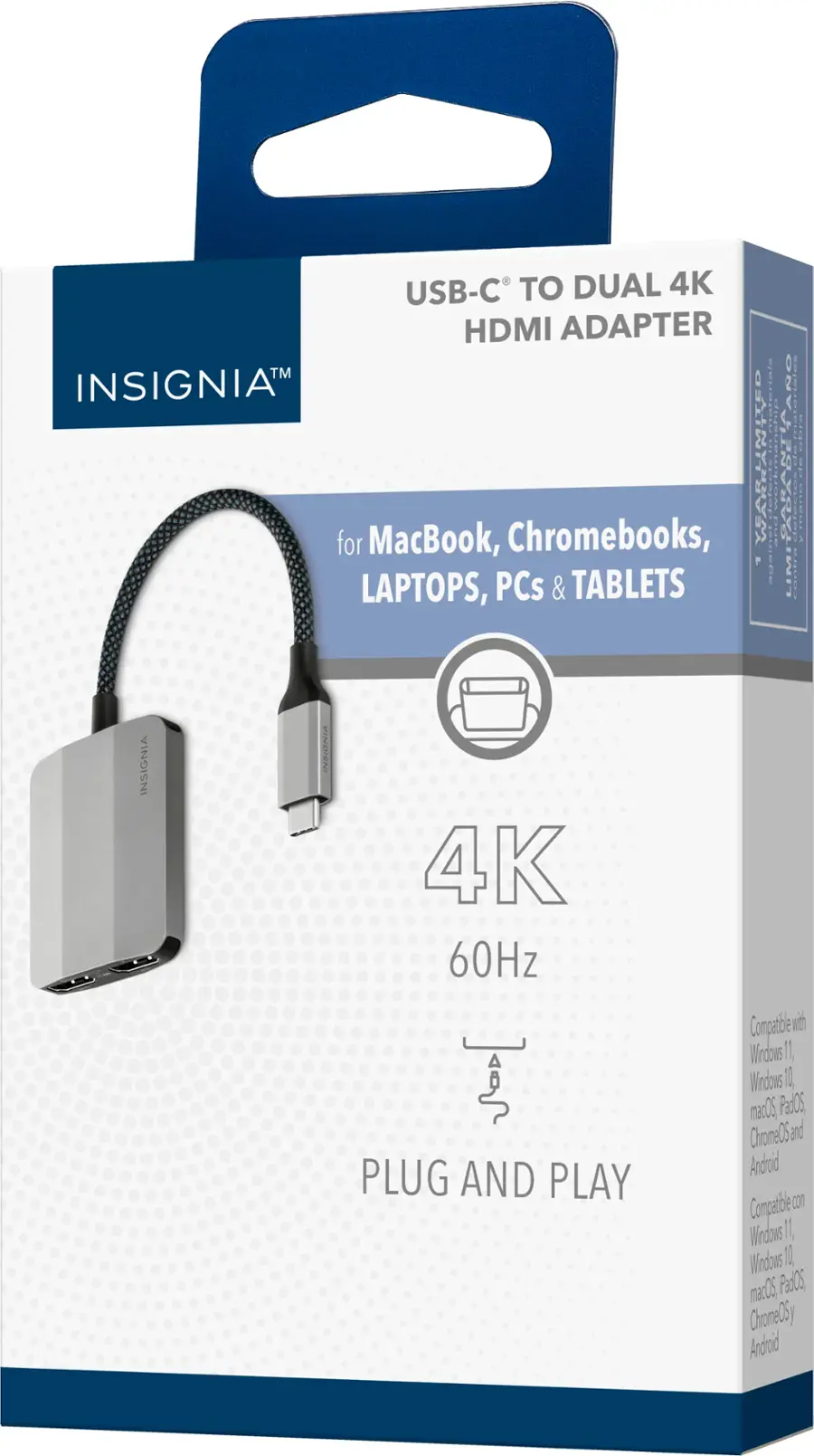 Insignia™ USB C to Dual 4K HDMI Adapter Gray NS-PA5C2HMS23 - Best Buy
