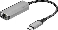 Front. Insignia™ - USB-C to Ethernet Adapter - Black.