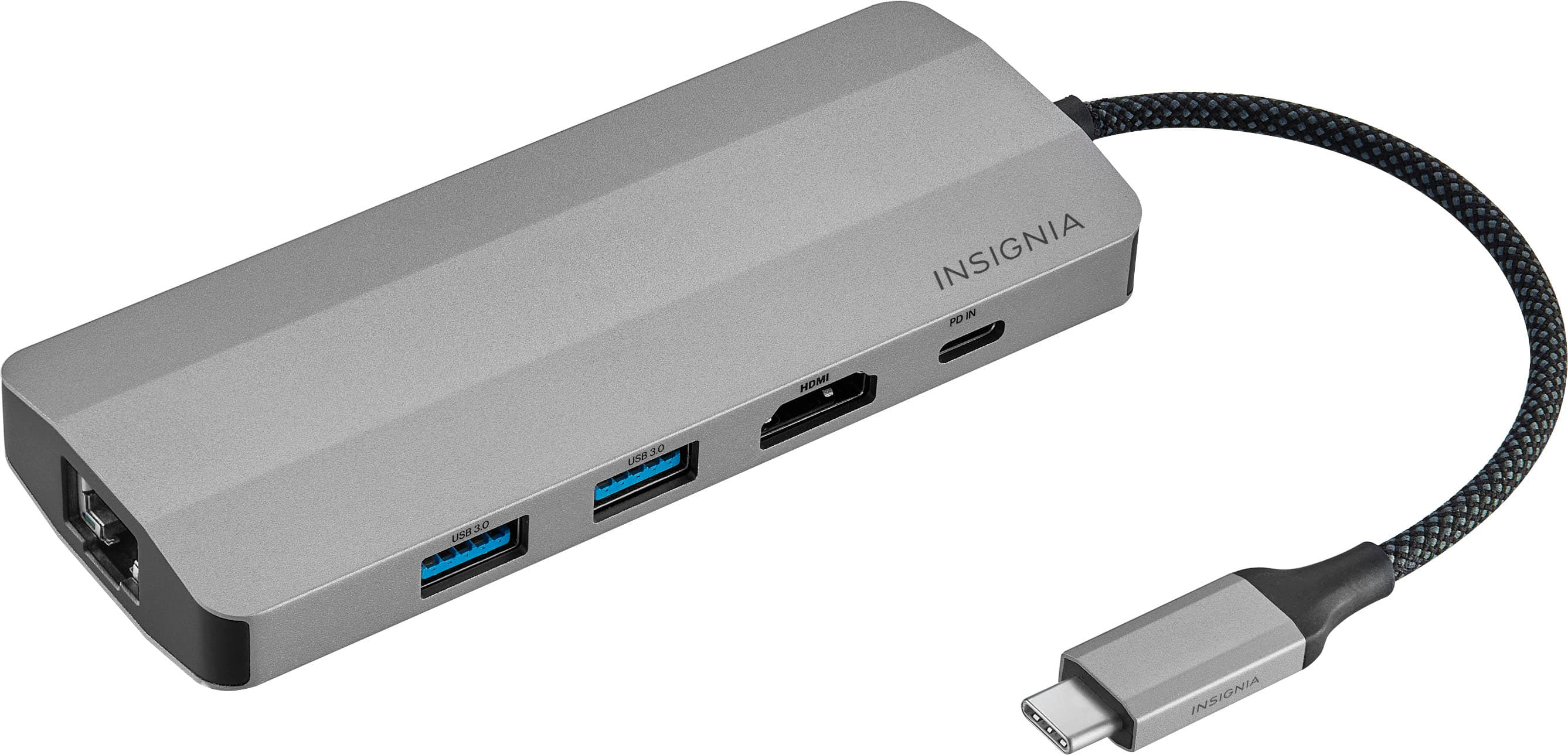 Front. Insignia™ - 7-Port USB-C Hub - Gray.