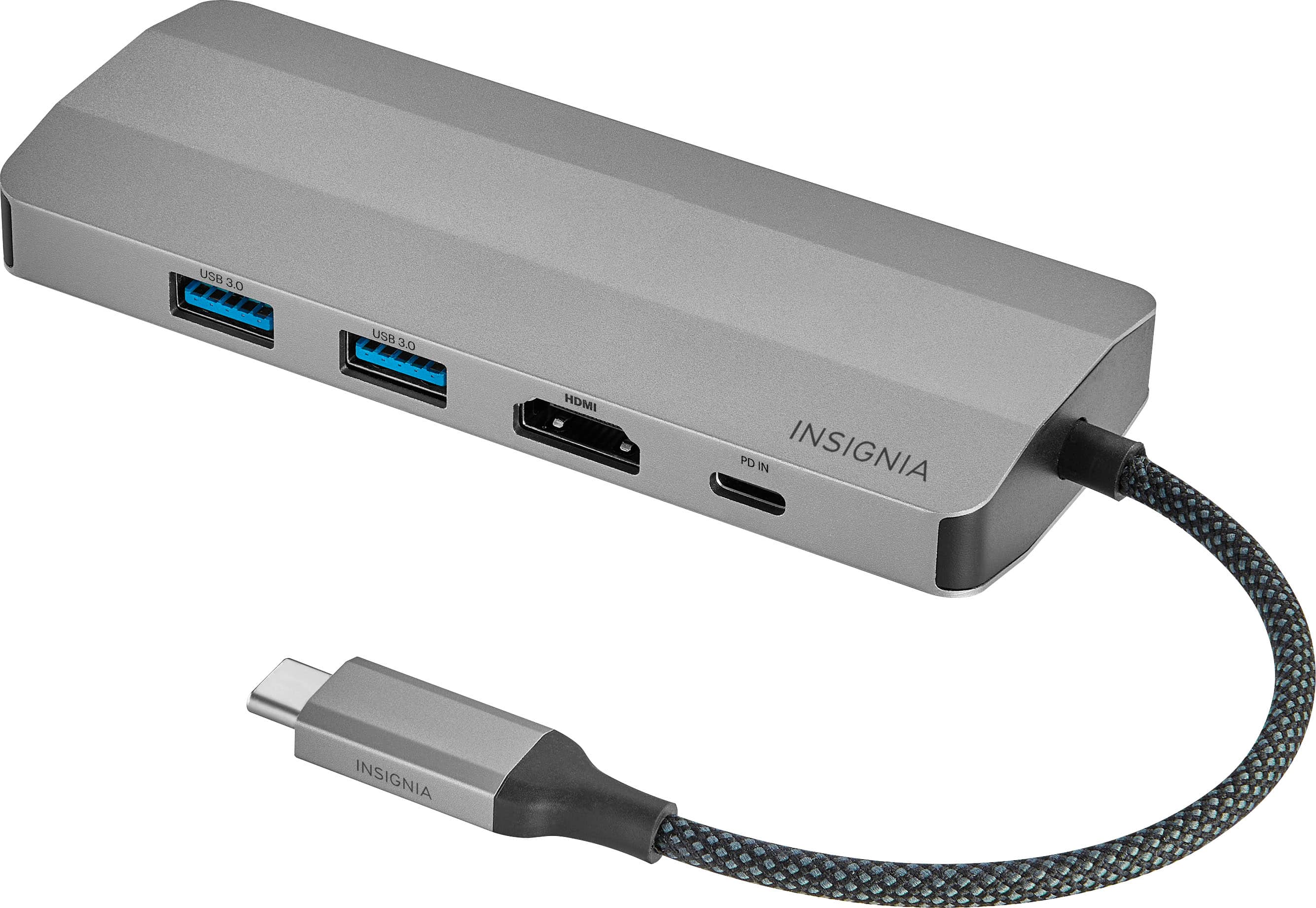 Left. Insignia™ - 7-Port USB-C Hub - Gray.