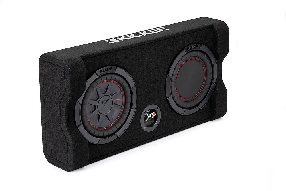 Back View: KICKER - CompRT Down-Firing 8”  Dual-Voice-Coil 2-Ohm Loaded Subwoofer Enclosure - Black
