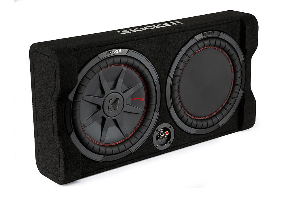 Angle View: KICKER - CompRT Down-Firing 12” Dual-Voice-Coil 2-Ohm Loaded Subwoofer Enclosure - Black