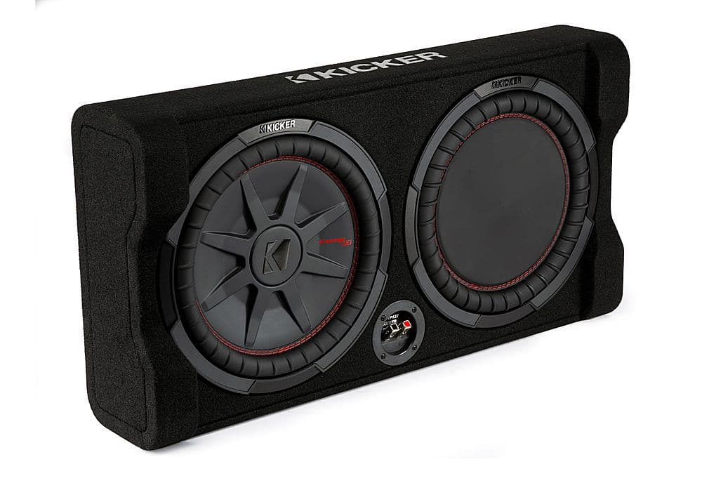 Angle. KICKER - CompRT Down-Firing 12” Dual-Voice-Coil 2-Ohm Loaded Subwoofer Enclosure - Black.
