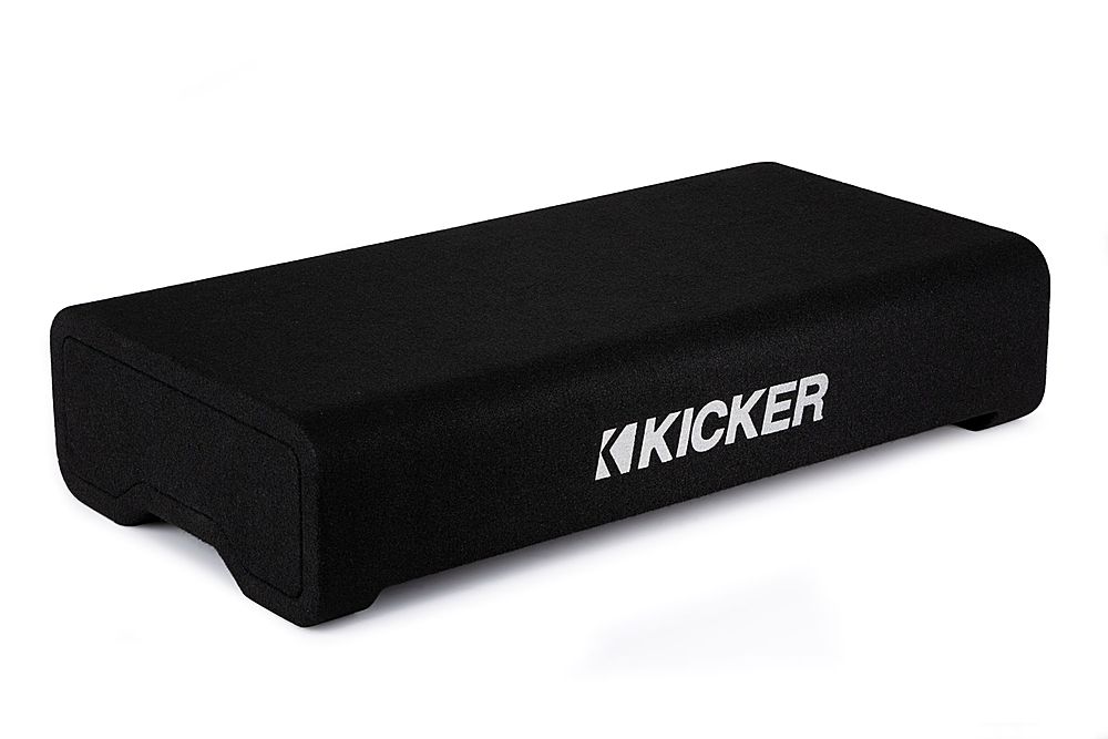 Back View: KICKER - CompRT Down-Firing 12” Dual-Voice-Coil 2-Ohm Loaded Subwoofer Enclosure - Black