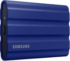 Samsung - Geek Squad Certified Refurbished T7 Shield 1TB External USB 3.2 Gen 2 Rugged SSD IP65 Water Resistant - Blue - Front_Zoom