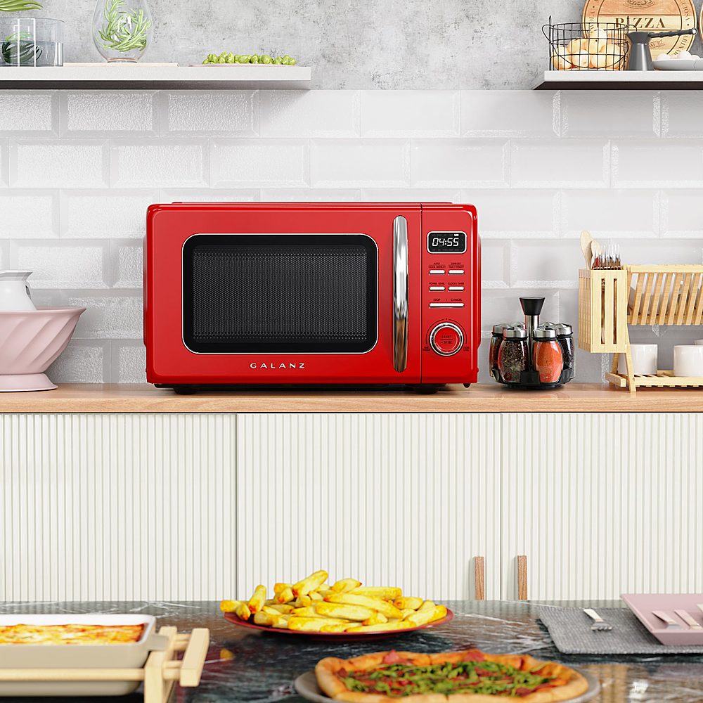 0.7 Cu Ft Retro Red Microwave Oven Kitchen Home Office Dorm Microwave Oven