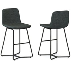 Simpli Home - Wilcox Counter Height Stool (Set of 2) - Charcoal Grey - Front_Zoom